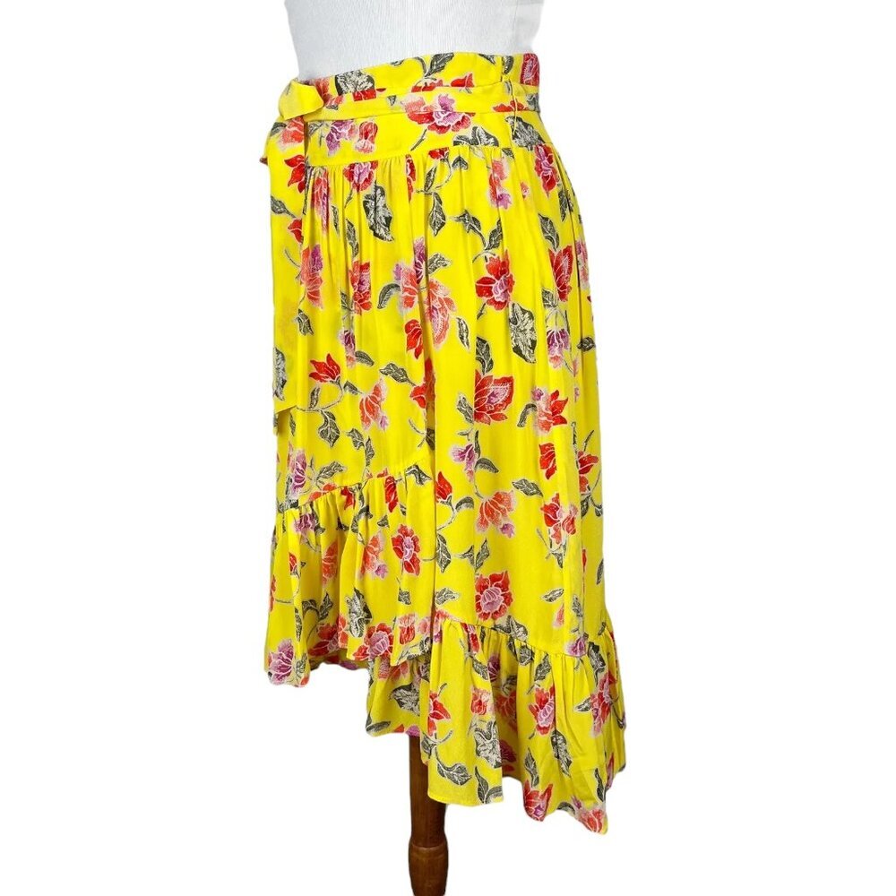 Joie Floral Print Midi Hi Lo Ruffle Skirt Womens XS / 2 - Picture 3 of 12
